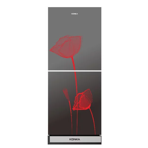 KONKA Refrigerator-KRT-200GB Glass Mirror Red Tulip-2-Door, Upper Freezer (200 Ltr)